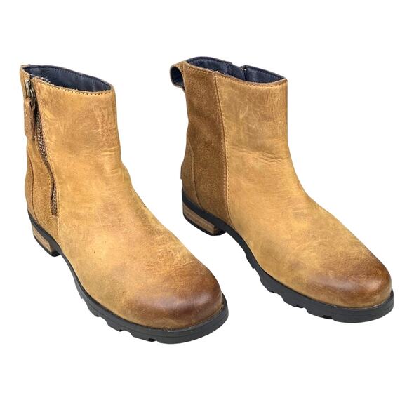 Sorel Women’s Emilie Brown Leather Zip Ankle Bootie Size US 5.5 - Picture 2 of 9